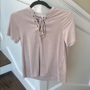 Dusty Pink Faux Suede Tie-up Top